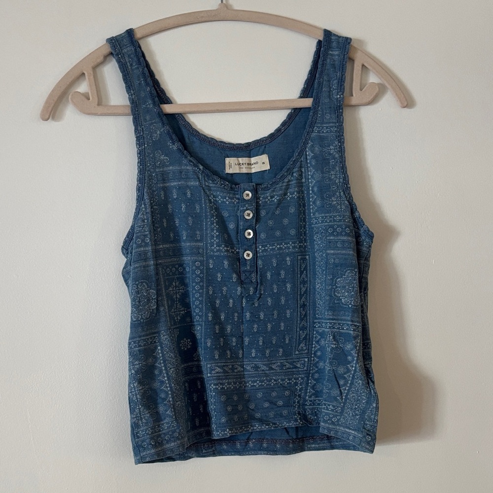 Lucky Brand Blue Patterned Tank Top